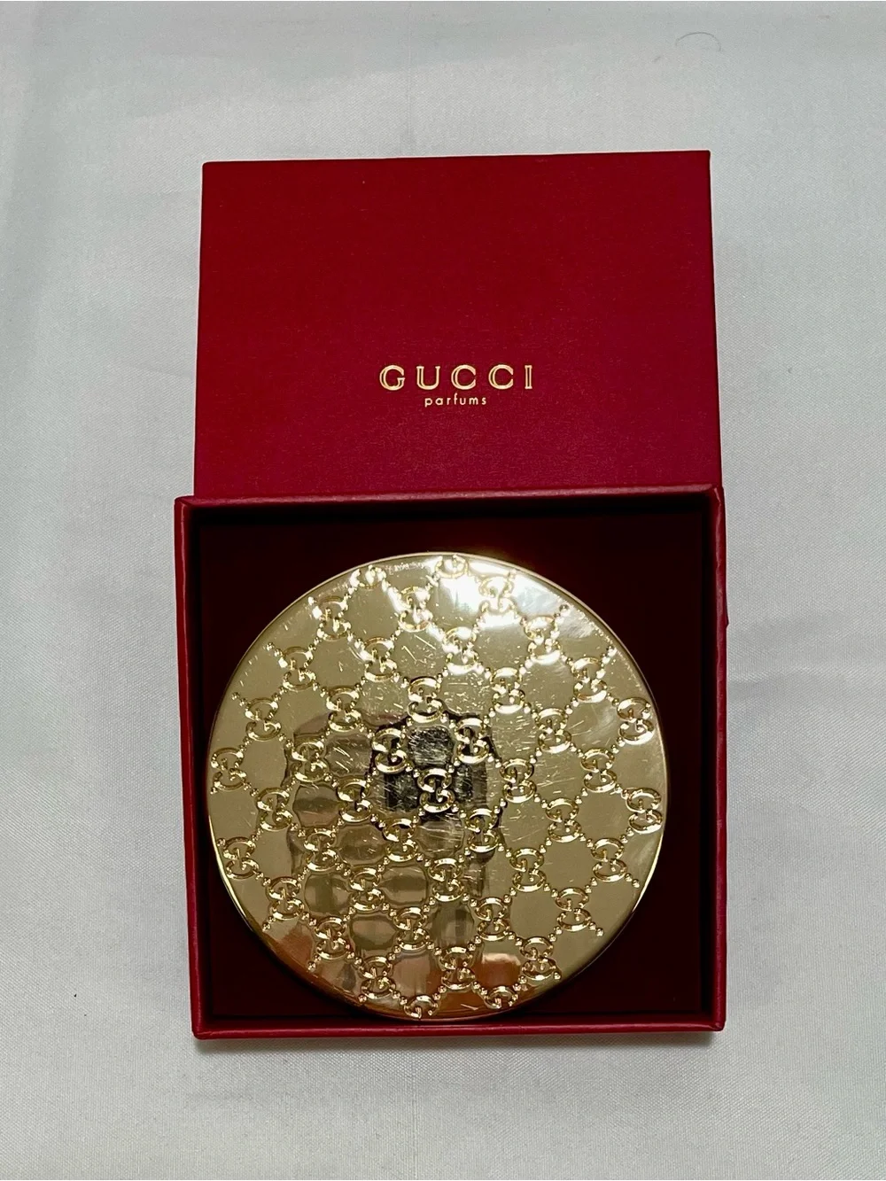 Gucci Parfums Gold Embossed Compact Mirror, NIB